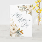 Elegante kalligrafie Witte Bloemen Moederdag Kaart (Gele Bloem)