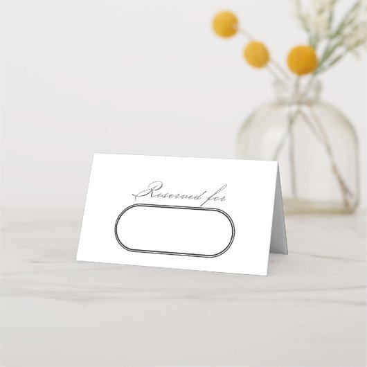 Elegante kalligrafie witte bruiloft gereserveerd plaatskaartje (Voorkant)