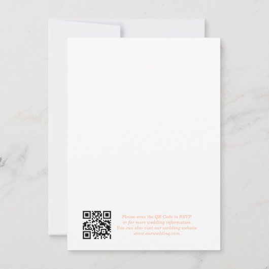 Elegante kalligrafie witte perzik bruiloft QR-code Kaart (Achterkant)
