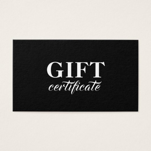 Elegante Kalligrafie Zakelijke Cadeaubon Visitekaartje (Voorkant)