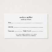 Elegante Kalligrafie Zakelijke Cadeaubon Visitekaartje (Achterkant)