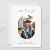 Elegante kalligrafie Ze deed het Afstudeerfoto Kaart (Voorkant)