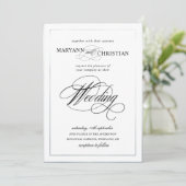 Elegante kalligrafie zilveren bruiloft uitnodiging (Staand voorkant)