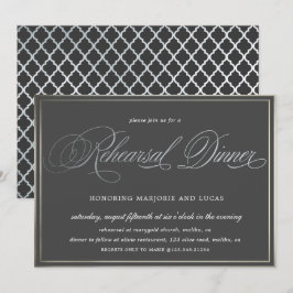 elegante kalligrafie zilveren repetitie diner kaart