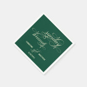 Elegante Kalligrafie Zondagsbrunch Blauwgroen brui Servet (Hoek)