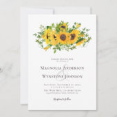 Elegante kalligrafie zonnebloem bruiloft kaart (Voorkant)