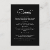 Elegante kalligrafie zwart bruiloft details behuiz informatiekaartje (Voorkant)