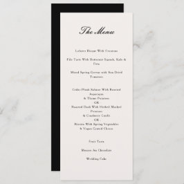 Elegante kalligrafie zwart bruiloft diner menu