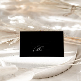 Elegante kalligrafie zwart bruiloft tafel nummer plaatskaartje