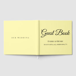 Elegante kalligrafie Zwart en Geel Huwelijk Gastenboek