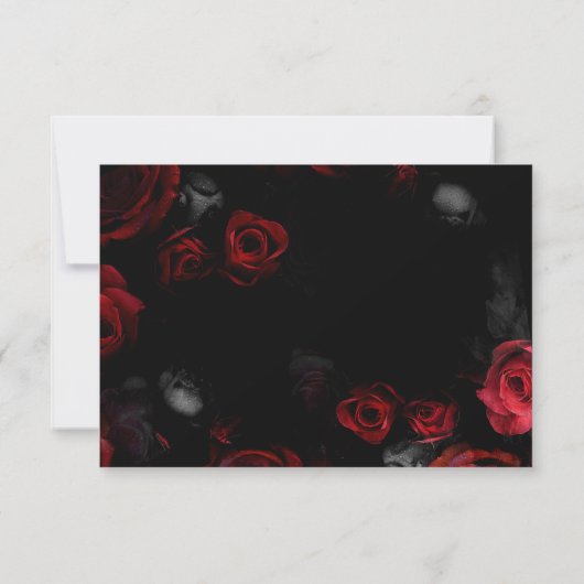 Elegante kalligrafie zwart en rood Bloemen bruilof RSVP Kaartje (Achterkant)