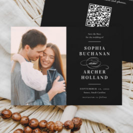 Elegante kalligrafie Zwart en Wit Foto Bruiloft Save The Date