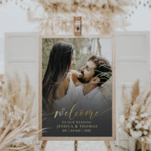 Elegante kalligrafie zwart & goud foto bruiloft