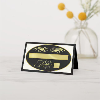 Elegante kalligrafie - Zwart/Goud Plaatskaartje
