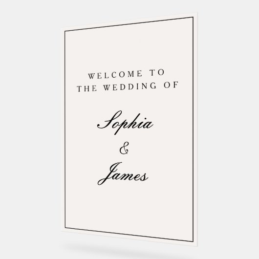 Elegante kalligrafie zwart Lijst welkom bruiloft Acryl Bord (Hoek)