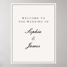 Elegante kalligrafie zwart Lijst welkom bruiloft Poster