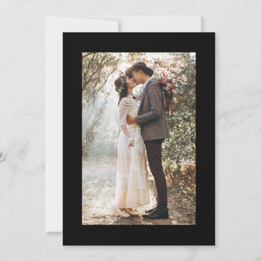 Elegante kalligrafie zwart save the date (Achterkant)