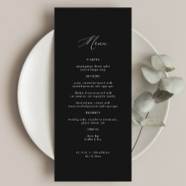 Elegante Kalligrafie Zwart Trouwmenu Menu