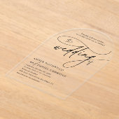 Elegante Kalligrafie Zwart & Wit Boog Huwelijk Acryl Uitnodigingen (Laagn)