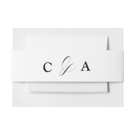 Elegante kalligrafie zwart wit bruiloft buik band uitnodigingen wikkel