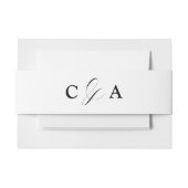 Elegante kalligrafie zwart wit bruiloft buik band uitnodigingen wikkel (Voorkant Voorbeeld)