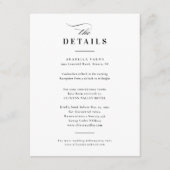 Elegante kalligrafie zwart & wit bruiloft details informatiekaartje (Voorkant)