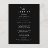Elegante kalligrafie zwart & wit bruiloft details informatiekaartje (Voorkant)