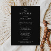 Elegante kalligrafie zwart & wit bruiloft details informatiekaartje
