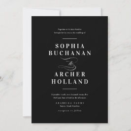 Elegante kalligrafie zwart-wit bruiloft kaart