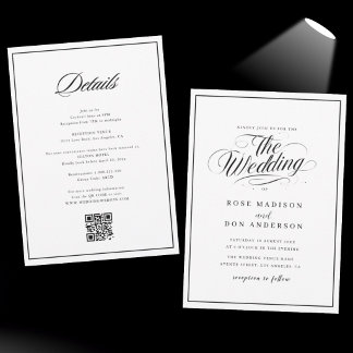 Elegante kalligrafie zwart-wit bruiloft kaart