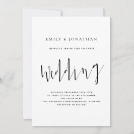 Elegante kalligrafie zwart-wit bruiloft kaart