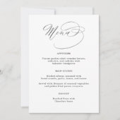 Elegante kalligrafie zwart wit bruiloft menu (Voorkant)