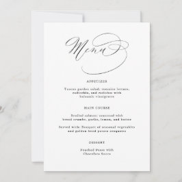 Elegante kalligrafie zwart wit bruiloft menu