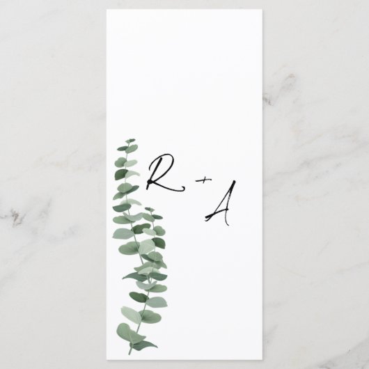 Elegante kalligrafie zwart-wit bruiloft menu (Achterkant)