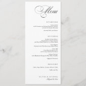 Elegante kalligrafie zwart-wit bruiloft menu (Voorkant)