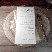 Elegante kalligrafie zwart-wit bruiloft menu