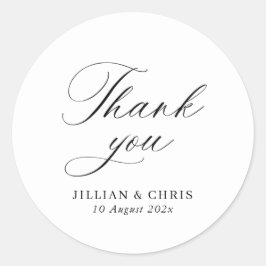 Elegante kalligrafie zwart-wit bruiloft ronde sticker