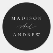 Elegante kalligrafie zwart-wit bruiloft ronde sticker (Voorkant)
