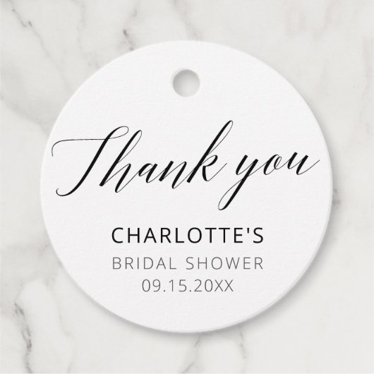 Elegante kalligrafie zwart-wit dank u bedankjes labels (Voorkant)