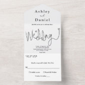 Elegante kalligrafie zwart-wit eenvoudige bruiloft all in one uitnodiging (Binnen)