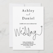 Elegante kalligrafie zwart-wit eenvoudige bruiloft kaart (Voorkant)