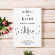 Elegante kalligrafie zwart-wit eenvoudige bruiloft