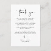 Elegante kalligrafie zwart-wit foto bruiloft bedankkaart (Achterkant)