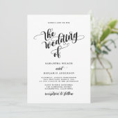 Elegante kalligrafie zwart-wit foto bruiloft kaart (Staand voorkant)