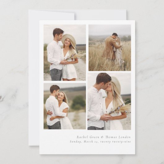 Elegante Kalligrafie Zwart Wit Foto's Huwelijk Save The Date (Achterkant)