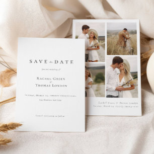 Elegante Kalligrafie Zwart Wit Foto's Huwelijk Save The Date