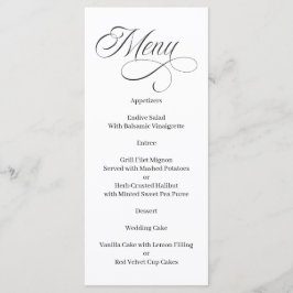 Elegante kalligrafie zwart-wit menu
