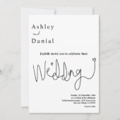 Elegante kalligrafie zwart-wit moderne bruiloft kaart (Voorkant)