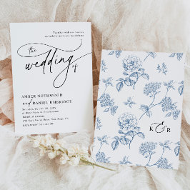 Elegante kalligrafie zwart-wit monogram bruiloft kaart