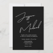 Elegante kalligrafie zwart-wit QR-code Kaart (Voorkant)